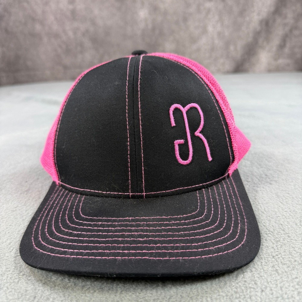 Pacific Headwear 104C Pro Model Trucker Hat Black Pink Snapback R Logo Cap OS